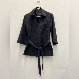 Women’s pinstripe tie waist blazer by Lapis, size XS